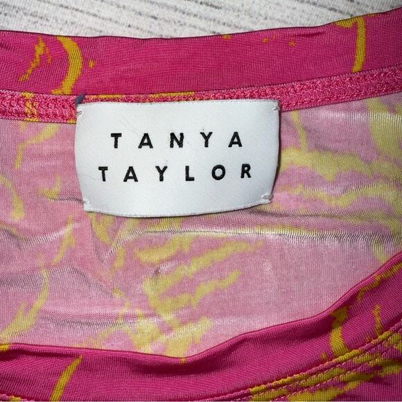 TANYA TAYLOR Chaia Floral Ruched Stretchy Top Pink Yellow Ikat Flower Size 0X - Picture 7 of 9